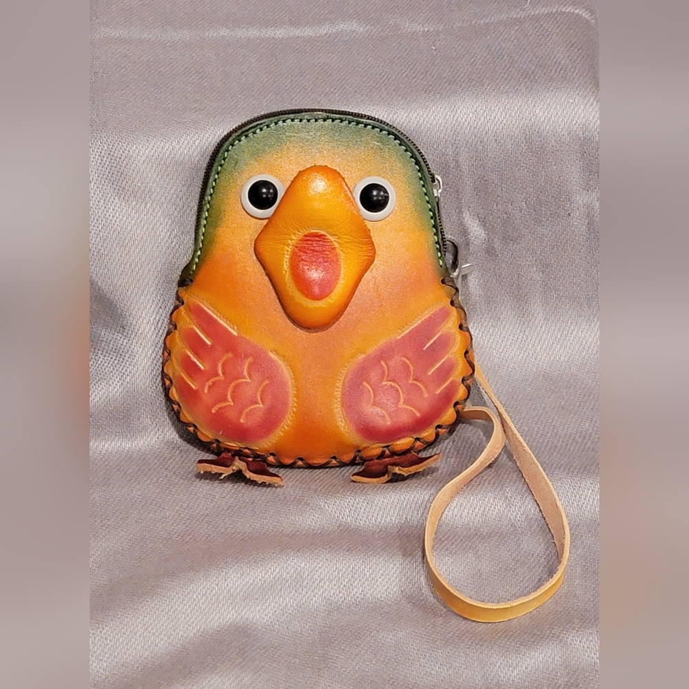 Super Cute Leather Bird Small Wristlet